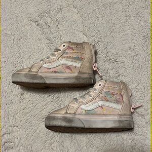 Pink unicorn high top vans size 4